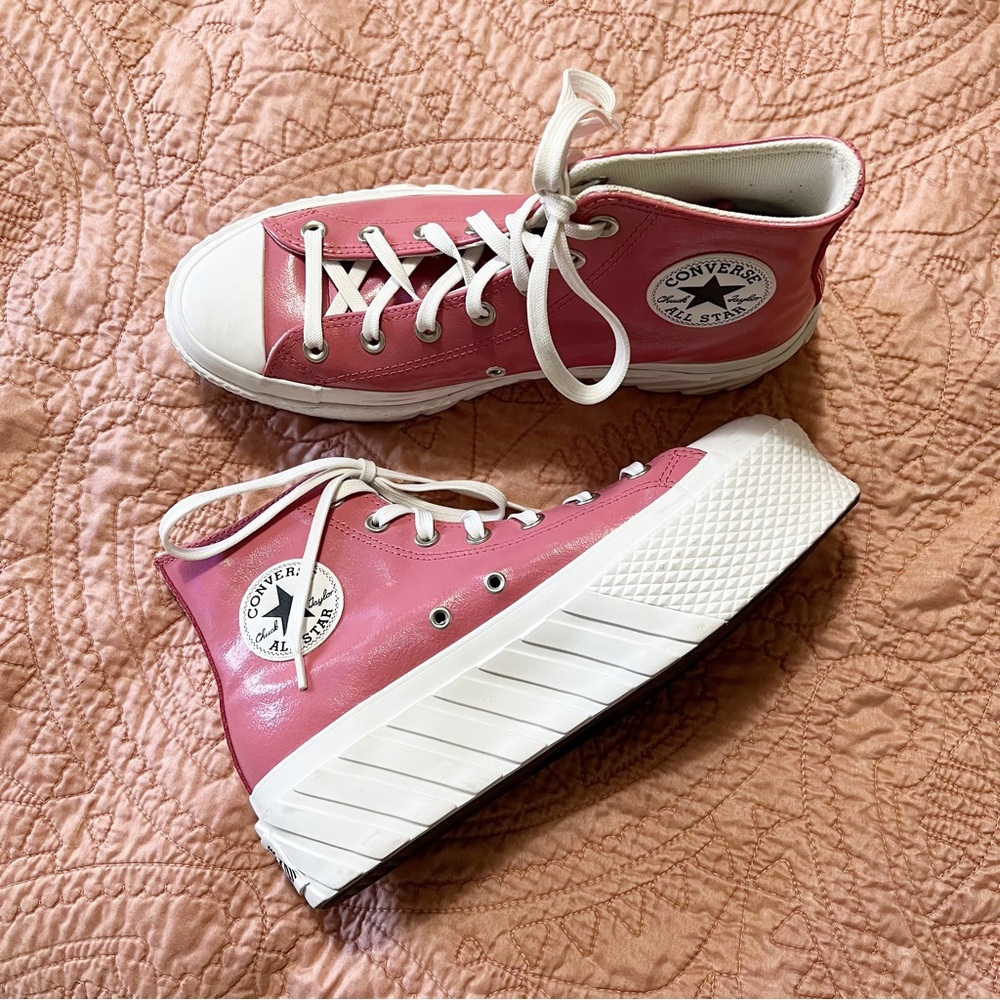 Platform Pink Vinyl Converse 9.5